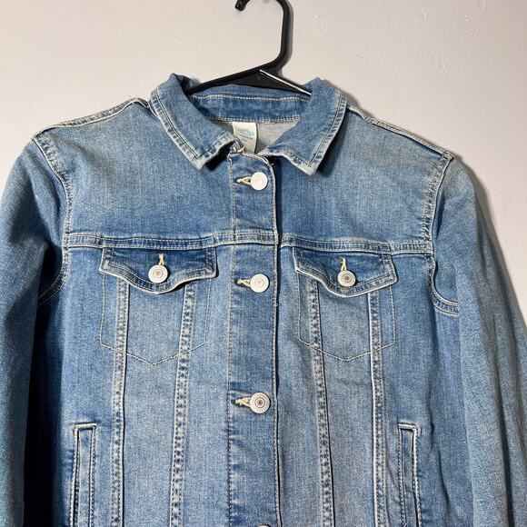 Thereabouts Girls Denim Jacket Cropped Trucker Blue Size L 14.5 16.5 Plus NWTWT - Picture 7 of 7